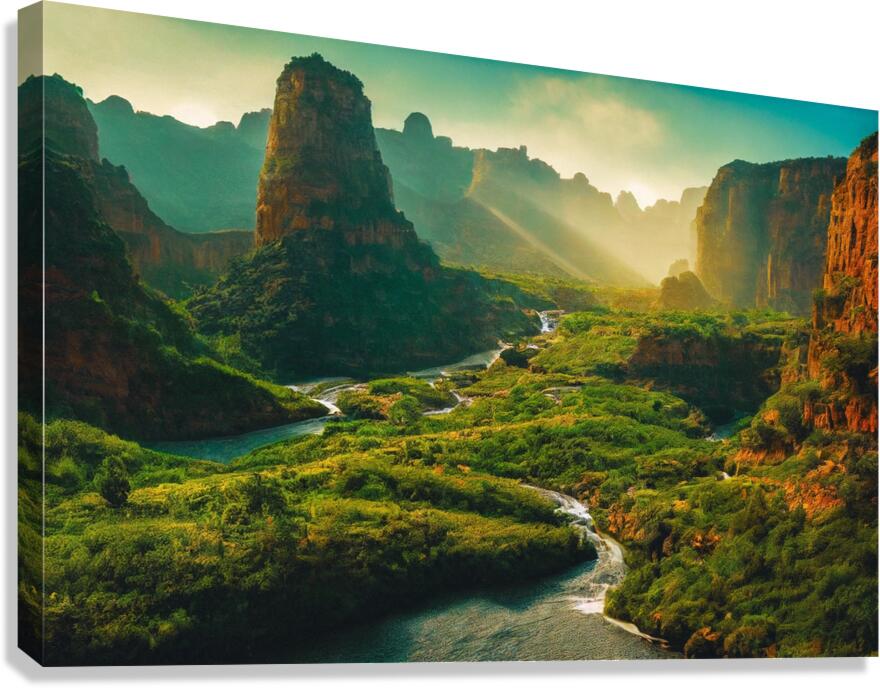 mountains trees forest Canvas Print