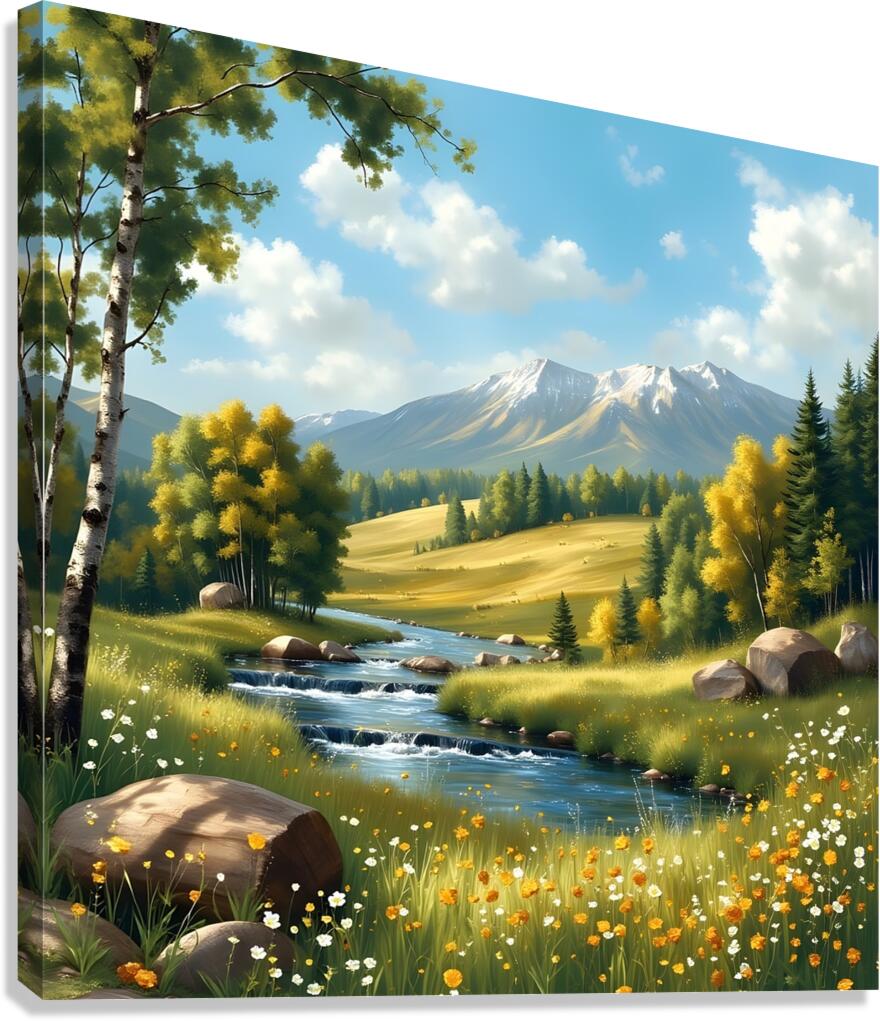 spring landscape mountains Canvas Print