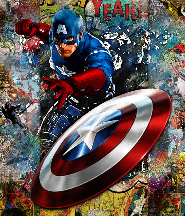 Captain America watch out by Benny Arte Wall Art