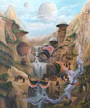 Gas Balloon in a Waterfall Ravine Gregory Pyra Piro oil painting ref 294934