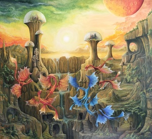 Orange Giant Bio Domes and Dragons Gregory Pyra Piro oil painting ref 395641