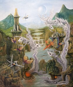 Flying Spacecraft Demons and Dragons Gregory Pyra Piro Oil Painting ref 174935 