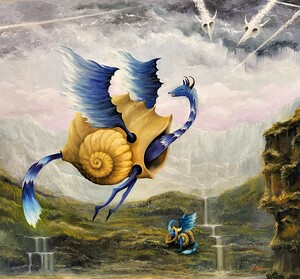 Blue Dragon with Conch Vest Gregory Pyra Piro oil painting ref 484635