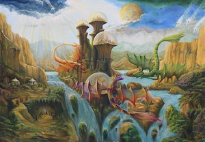 Bio Dome Mesas Dragons and Caves Gregory Pyra Piro oil painting ref 525074