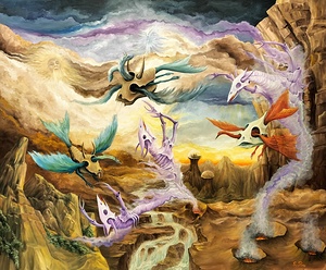 Volcanoes Demons and Dragons in a Ravine Gregory Pyra Piro oil painting 850325