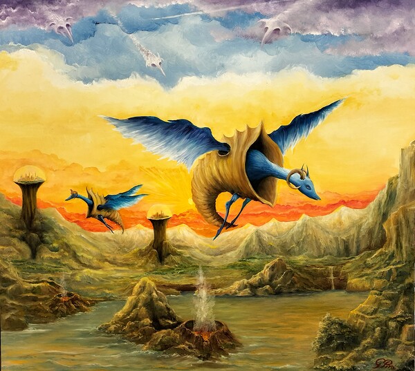 Blue Dragon Wearing Conch Vest Gregory Pyra Piro oil painting ref 475525  Imprimer