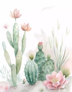 Natural Cactus and Scolenet Painting