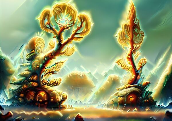 Trees of Light in the Land of Dreams Print