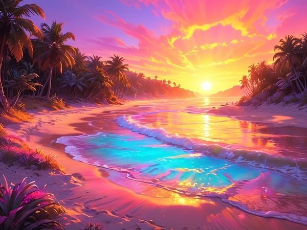 Tropical sunset magic Print