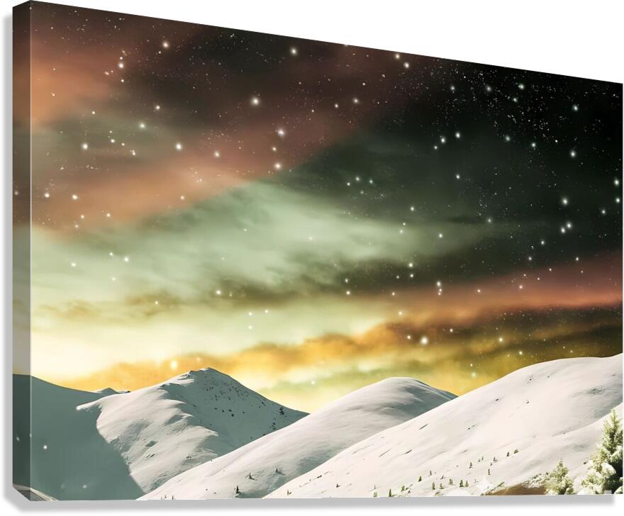 Sunset glow over the white peaks Canvas Print