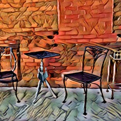 Table and chairs on the patio