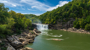 Cumberland Falls Cascading into the River