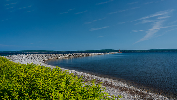 Petoskey Waterfront with Breakwater and Lighthouse Print