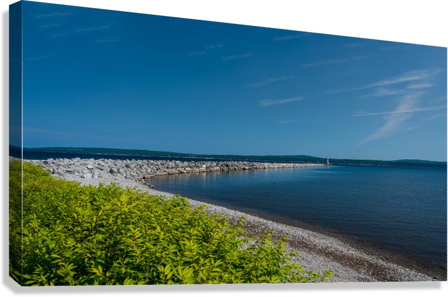 Petoskey Waterfront with Breakwater and Lighthouse Canvas Print