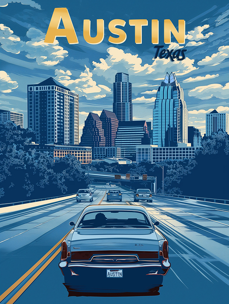 Austin Texas Travel Poster Print
