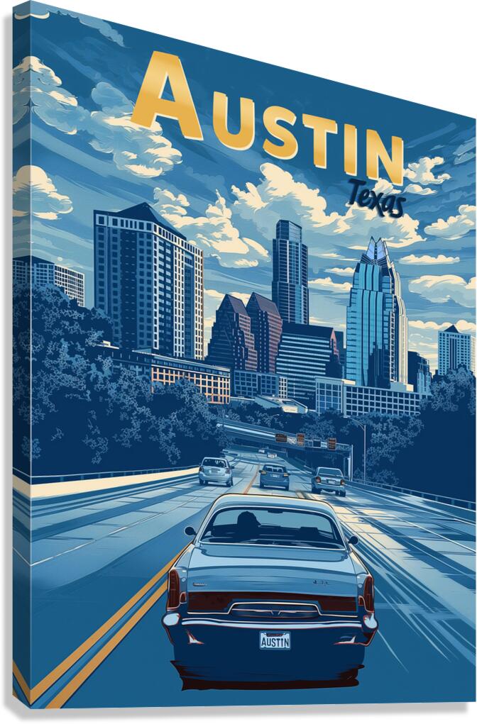 Austin Texas Travel Poster Canvas Print
