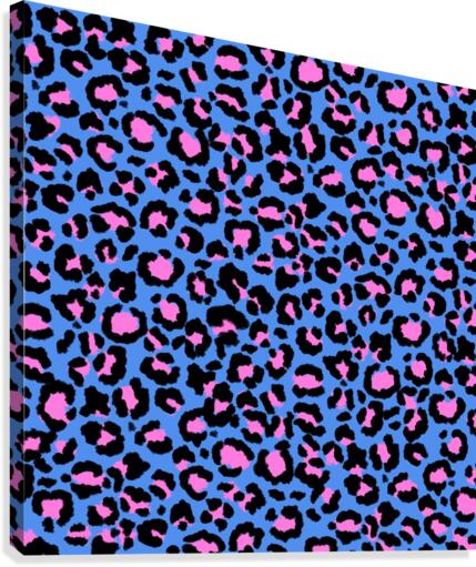 Leopard Pattern in Raspberry on Electric Blue  Canvas Print