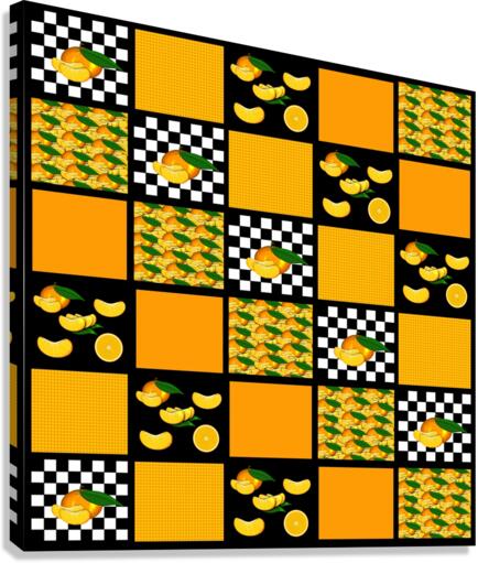 Tangerine and Plaid Patchwork Canvas Print