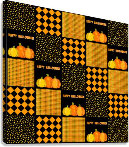 Pumpkin Halloween Patchwork Pattern Canvas Print