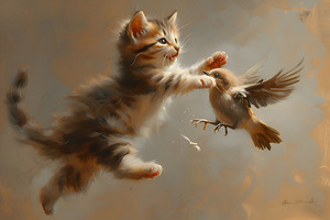 Cute Kitten Realistic Painting1