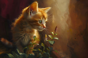 Cute Kitten Realistic Painting13