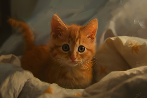Cute Kitten Realistic Painting15