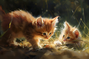 Cute Kitten Realistic Painting18