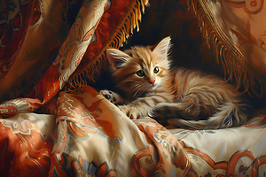 Cute Kitten Realistic Painting19