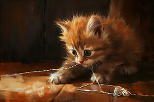 Cute Kitten Realistic Painting20