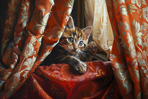 Cute Kitten Realistic Painting21