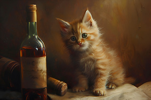 Cute Kitten Realistic Painting5
