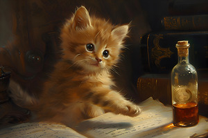 Cute Kitten Realistic Painting7