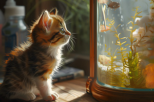 Cute Kitten Realistic Painting8