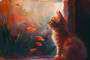Cute Kitten Realistic Painting9