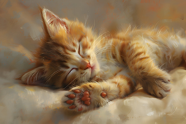 Cute Kitten Realistic Painting23 Print