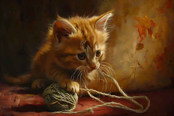 Cute Kitten Realistic Painting4 Print