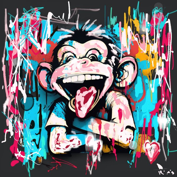 Happy monkey Print