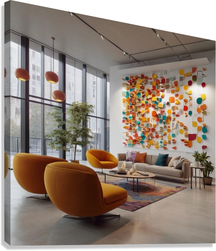 A modern reception room at a company headquarters 24 Canvas Print