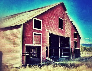 Distressed old red barn
