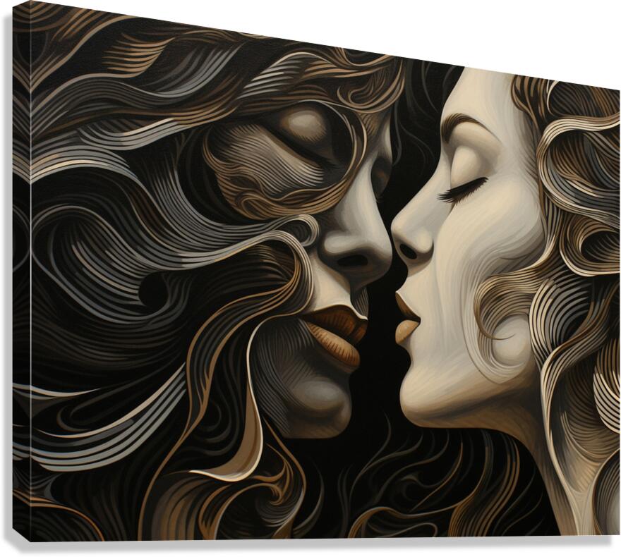 pharcry. a man and woman kiss each other while lo Canvas Print