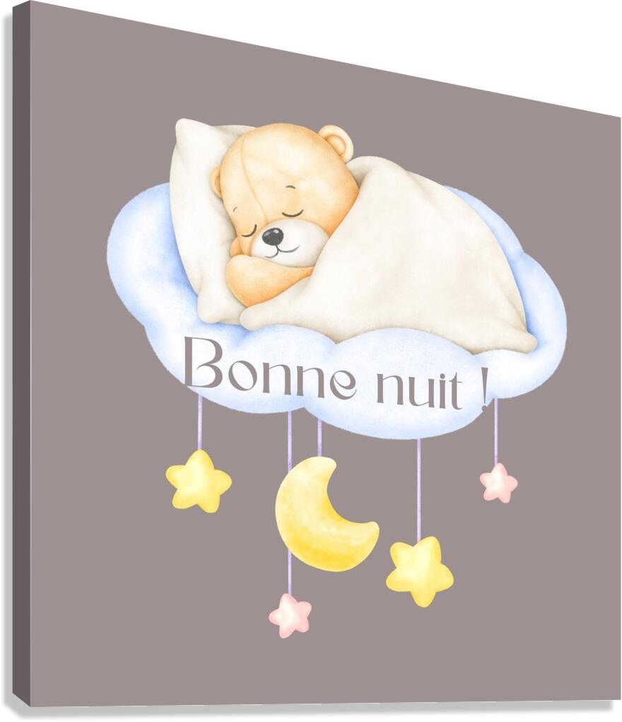 Good night baby bear  1 Canvas Print