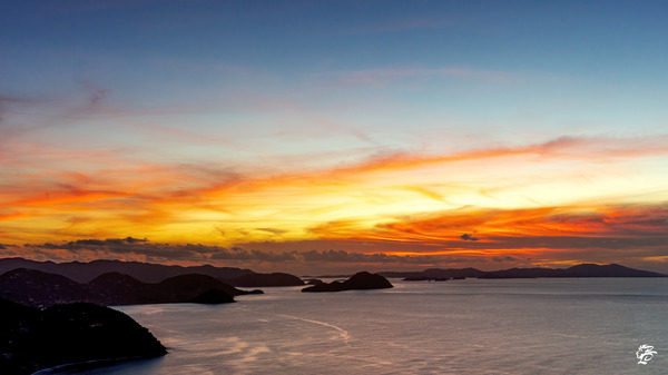 Sunset over the USVI   Orange  Print