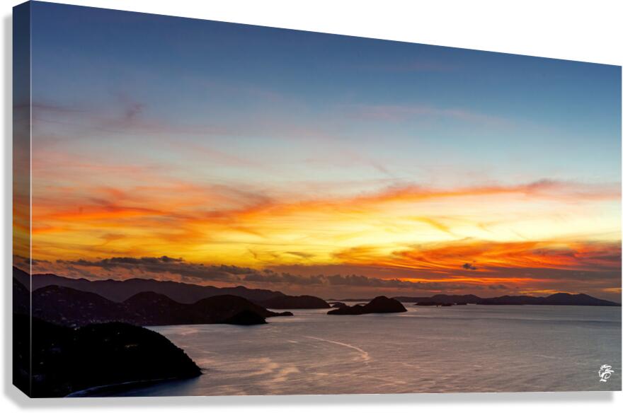 Sunset over the USVI   Orange  Canvas Print