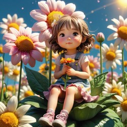 Young girl Among flowers