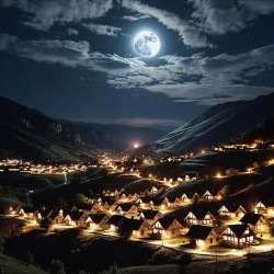 full moon lightning village