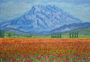 Field with red poppies