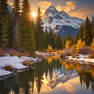 Tranquil Mountain Reflection at Sunrise
