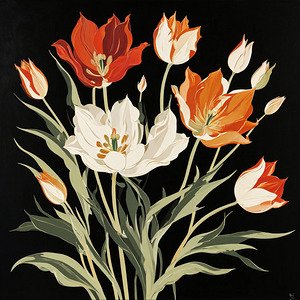  A bouquet of stylized tulip