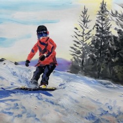 Winter Landscape 11. Snowboarders.