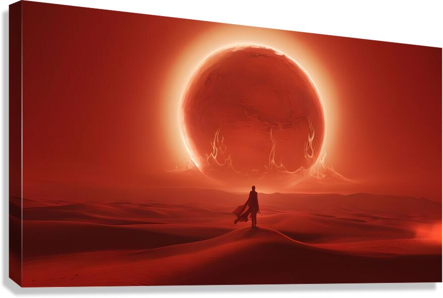 Eclipse of Fire – Dramatic Martian Landscape with Celestial Radiance  Canvas Print